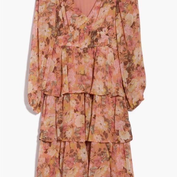 Lush Dresses & Skirts - Lush Pink and Cream Floral Tiered Dress